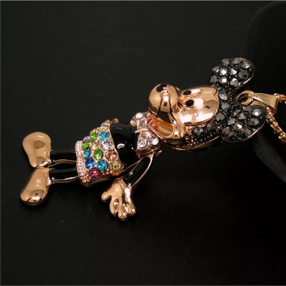 New Betsey Johnson Mickey Mouse Crystal Pendant - Picture 4 of 7